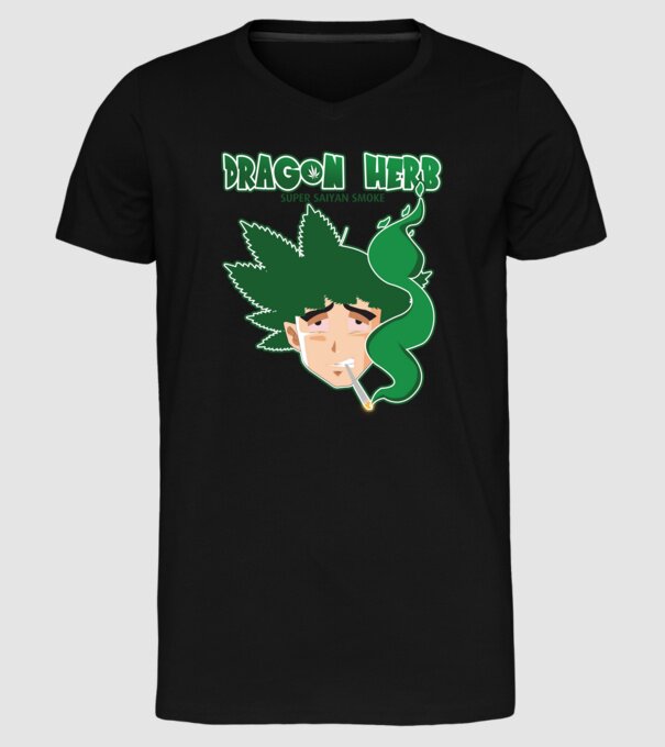 dragon herb smoke model negru pe tricou