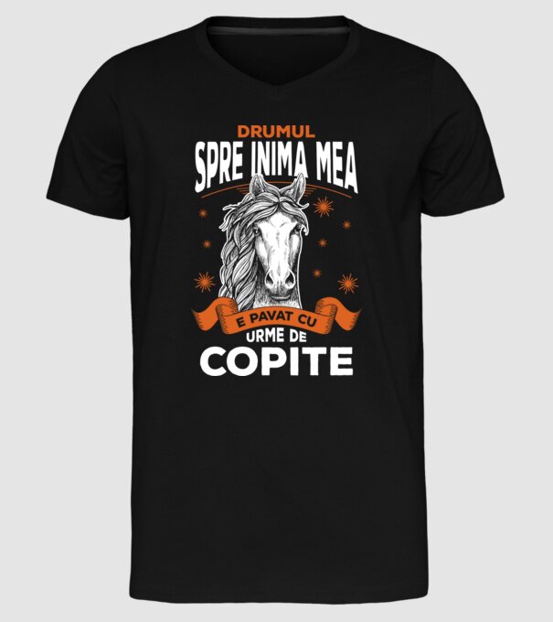 drumul spre inima mea e pavat cu urme de copite model negru pe tricou