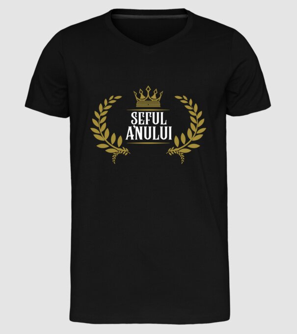 Șeful anului model negru pe tricou