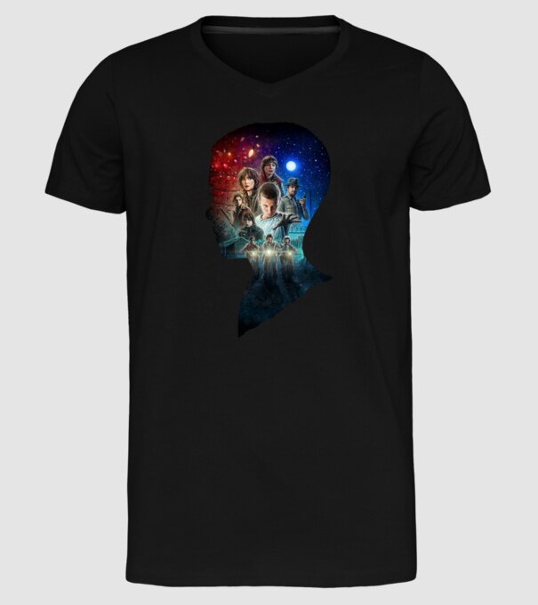 eleven poster head2 model negru pe tricou