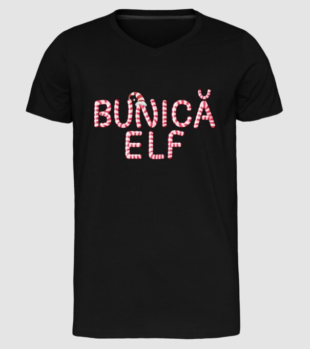 bunică elf model negru pe tricou