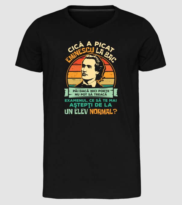 Eminescu model negru pe tricou