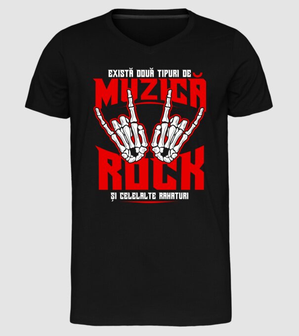 există două tipuri de muzică, rock și celelalte rahaturi model negru pe tricou