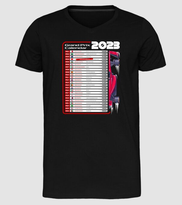 F1 Calendar TBA model negru pe tricou