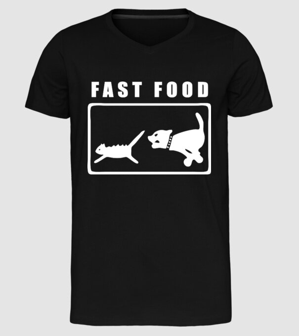 fast food model negru pe tricou