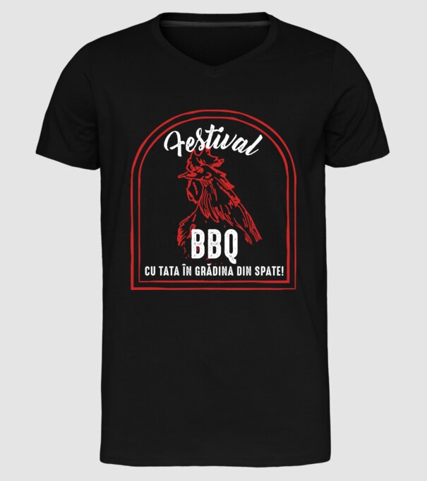Festival BBQ - cu tata în grădina din spate! model negru pe tricou
