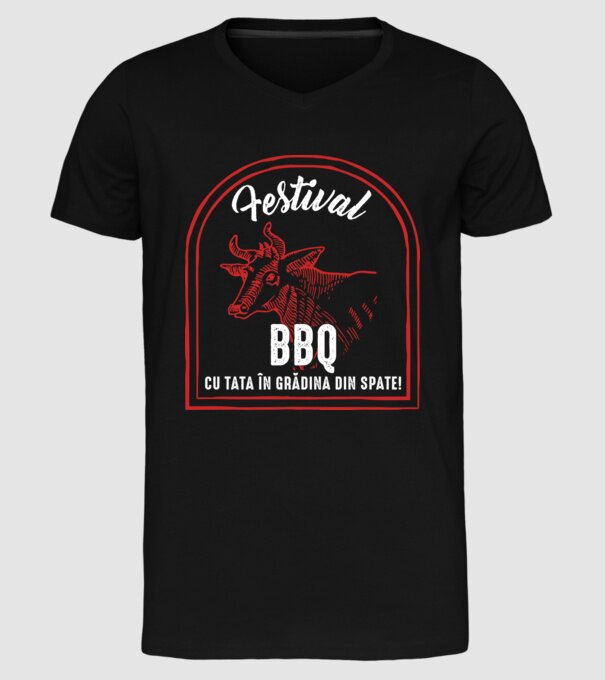 Festival BBQ - cu tata în grădina din spate! model negru pe tricou