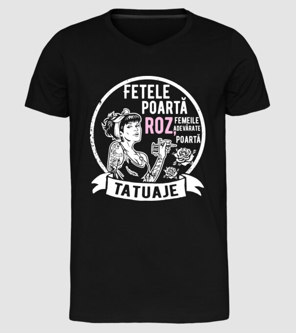 Fetele poartă roz, femeile adevărate poartă tatuaje model negru pe tricou