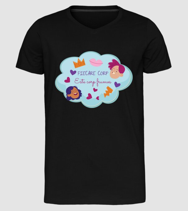 Fiecare corp model negru pe tricou