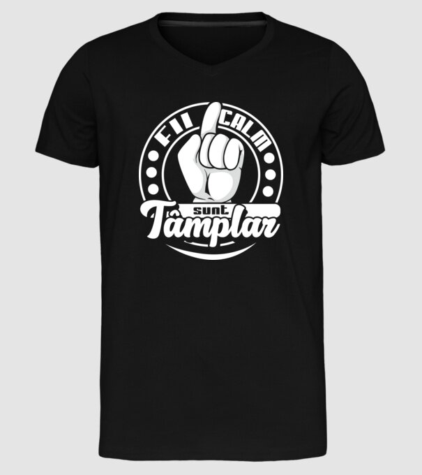Fii calm... sunt tâmplar model negru pe tricou