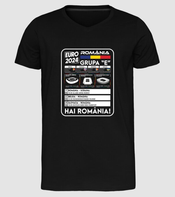 Fotbal Calendar Euro 2024 model negru pe tricou