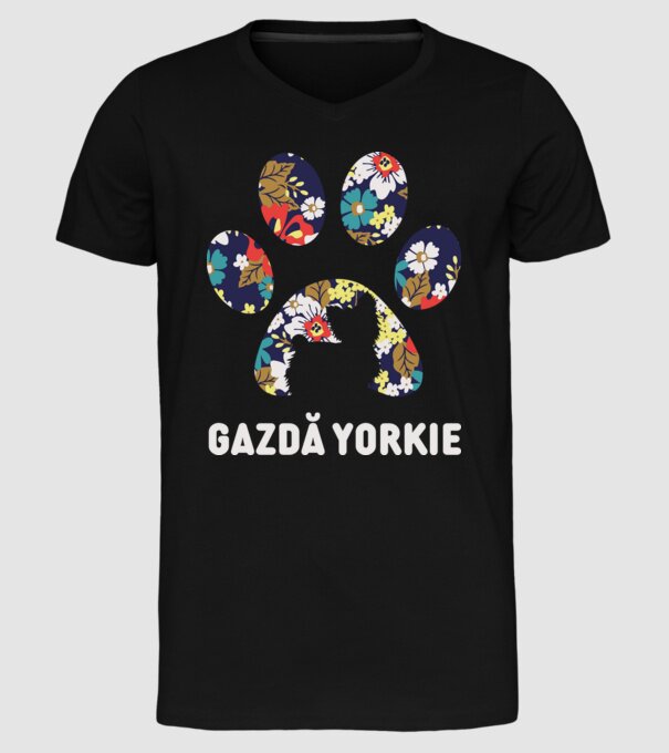Gazdă Yorkie model negru pe tricou