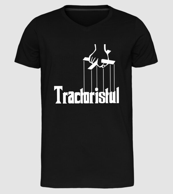 Tractoristul model negru pe tricou