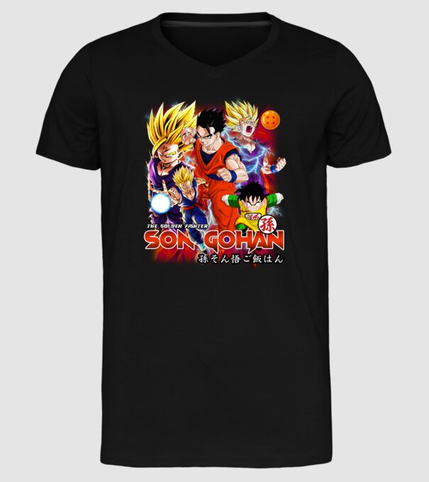 gohan dragonball model negru pe tricou