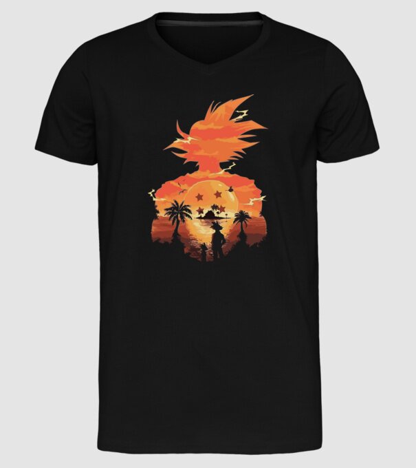 goku sunset 2 model negru pe tricou
