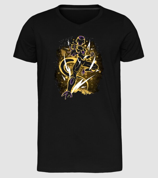 golden freeza dragonball model negru pe tricou
