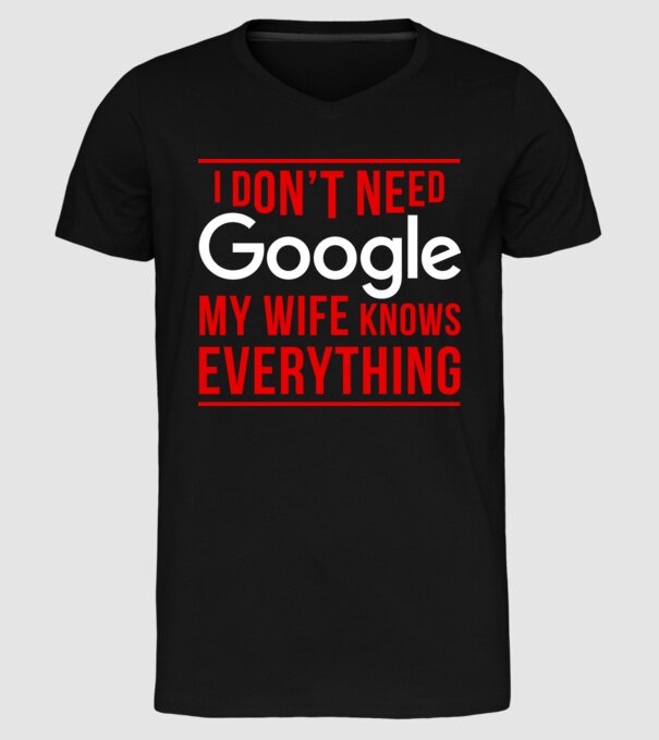 Google wife model negru pe tricou