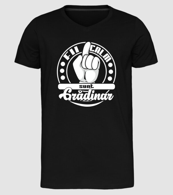 grădinar model negru pe tricou