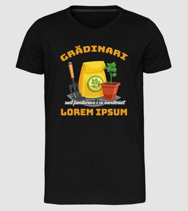 Grădinari model negru pe tricou