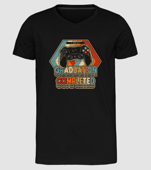 Graduatuion completed retro model negru pe tricou