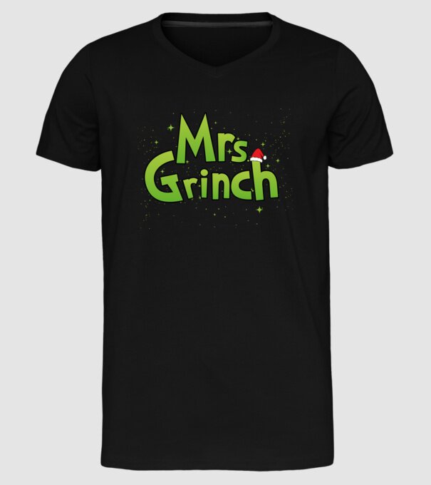 Grinch Family Mrs Grinch model negru pe tricou