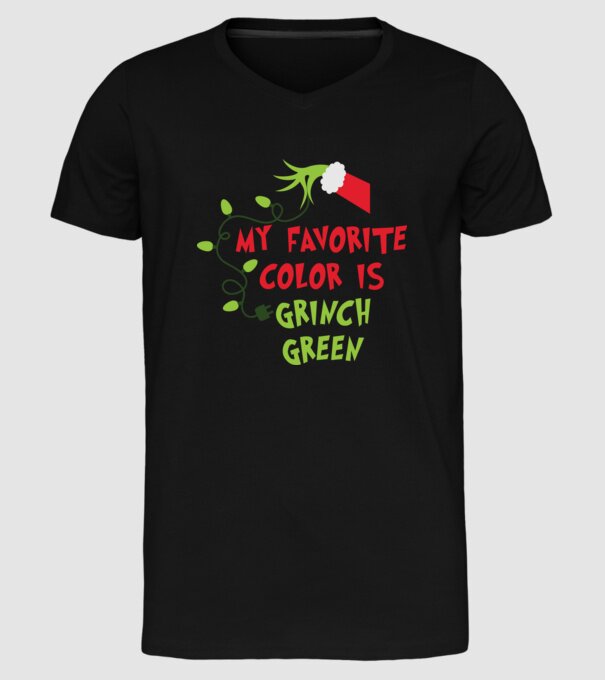 Grinch Green model negru pe tricou