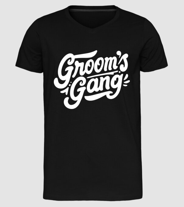 Grooms Gang model negru pe tricou