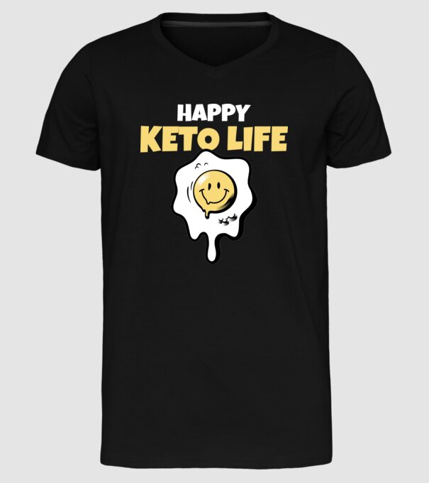 HAPPY KETO LIFE model negru pe tricou