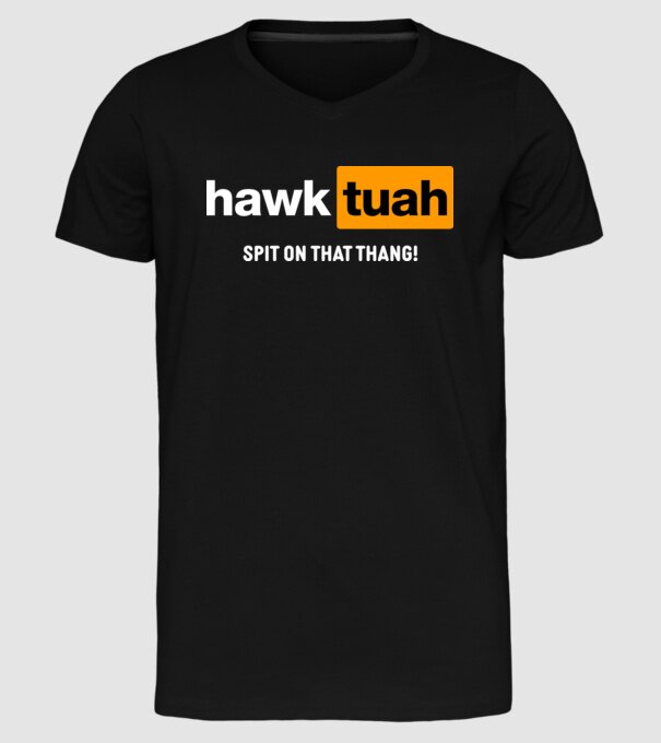 hawk tuah pornhub mix model negru pe tricou