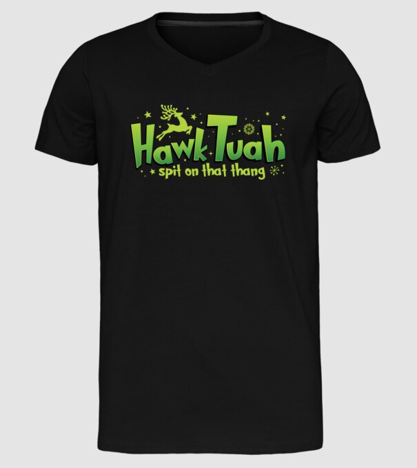Hawk tuah xmas model negru pe tricou