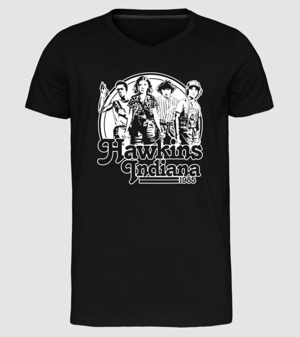 hawkins indiana stranger things2 model negru pe tricou