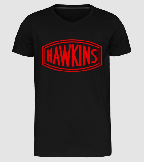 hawkins stranger things model negru pe tricou