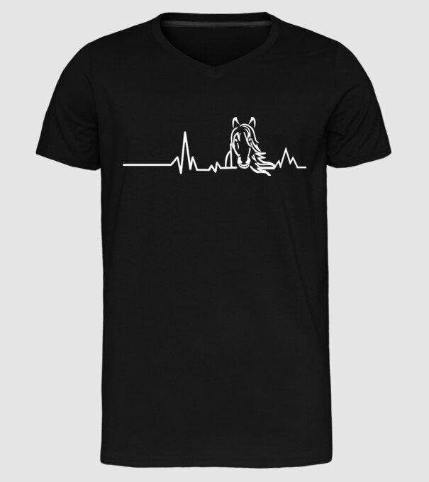 heartbeat cu cal model negru pe tricou