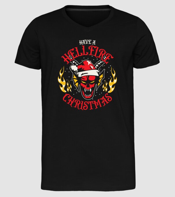 Hellfire Christmas model negru pe tricou