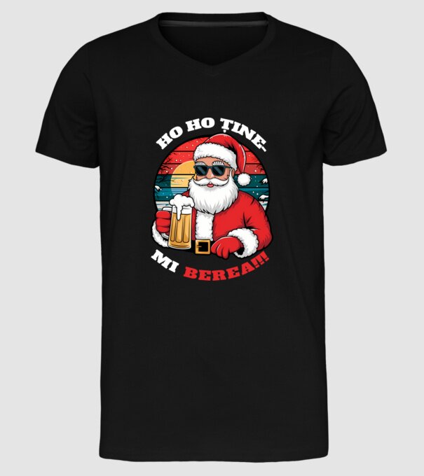 Ho ho ține mi berea! Negru model negru pe tricou