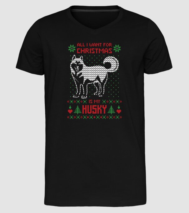 Husky model negru pe tricou