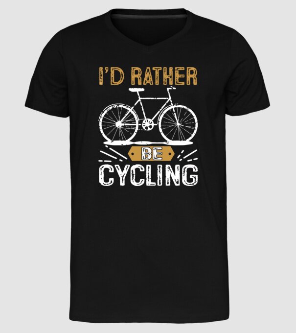 I'd rather be cycling model negru pe tricou