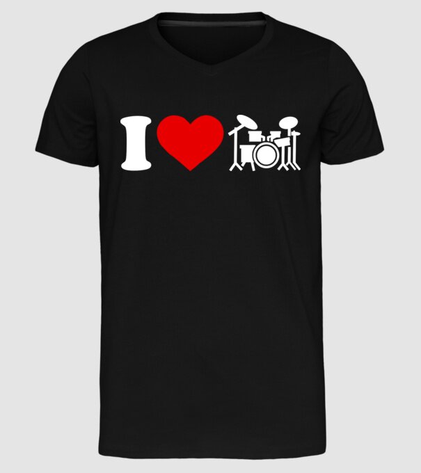 I love drum model negru pe tricou
