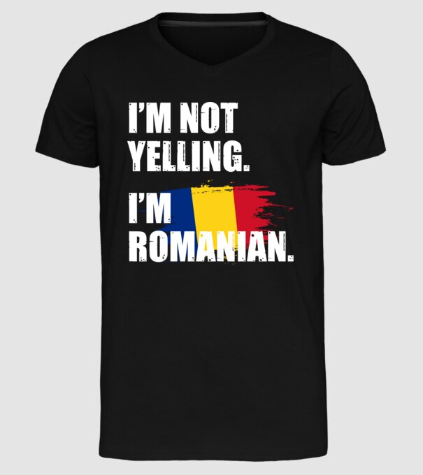 I'm not yelling model negru pe tricou