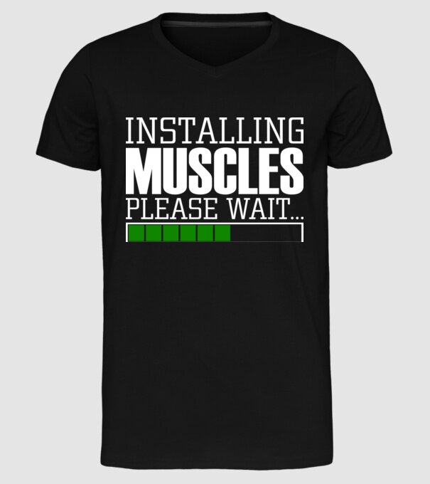 Încărcare mușchi în curs model negru pe tricou