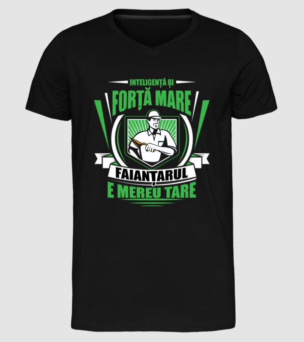 Inteligență și forță mare, faianțarul e mereu tare model negru pe tricou