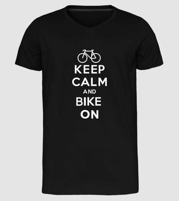 Keep calm and bike on model negru pe tricou