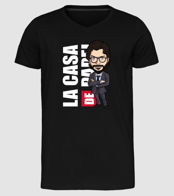 la cas de papel professor model negru pe tricou