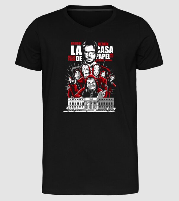 la casa de papel family model negru pe tricou