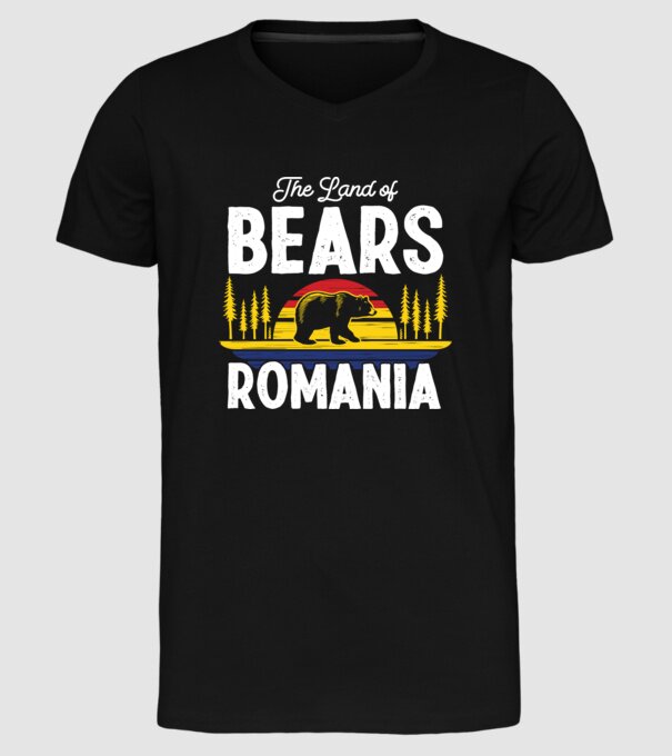 Land of Bears model negru pe tricou