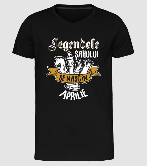 Legendele șahului se nasc în aprilie model negru pe tricou