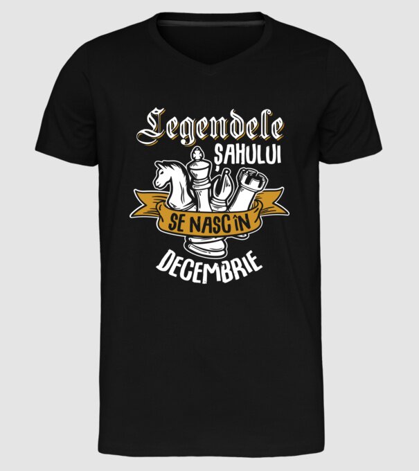 Legendele șahului se nasc în decembrie model negru pe tricou