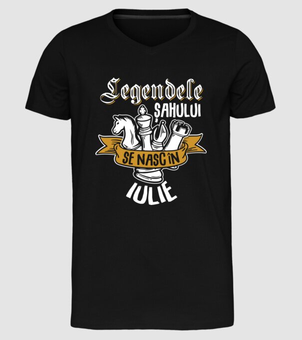 Legendele șahului se nasc în iulie model negru pe tricou