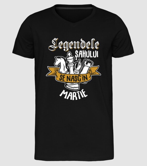 Legendele șahului se nasc în martie model negru pe tricou
