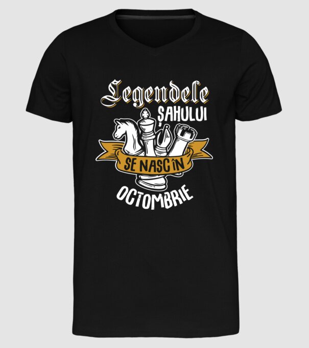 Legendele șahului se nasc în octombrie model negru pe tricou